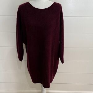 Susina 100% Cashmere Burgundy Knit Sweater